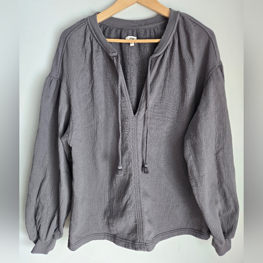 AERIE Gray Boho Style Cotton Sweater